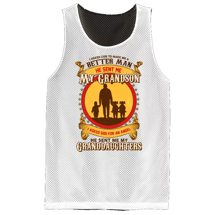 God Sent Me My Grandson And Granddaughters Mesh Reversible Basketball Jersey Tank