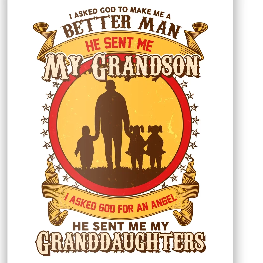 God Sent Me My Grandson And Granddaughters Poster