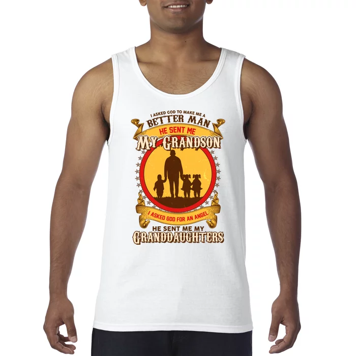 God Sent Me My Grandson And Granddaughters Tank Top