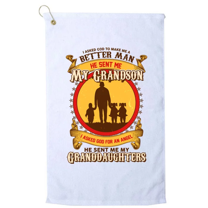 God Sent Me My Grandson And Granddaughters Platinum Collection Golf Towel