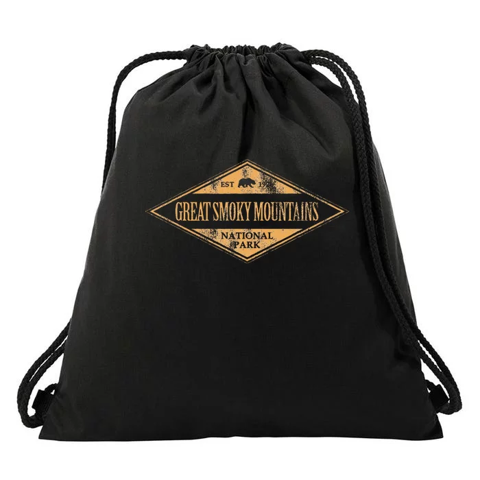 Great Smoky Mountains National Park Retro Drawstring Bag