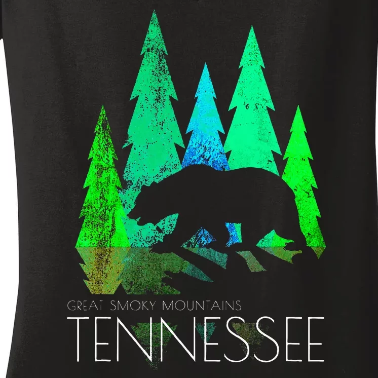 Great Smoky Mountains Tennessee Black Bear Tennessee Women's V-Neck T-Shirt