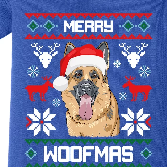 Ger Shepherd Merry Woofmas Gift Christmas Dog Gift Baby Bodysuit