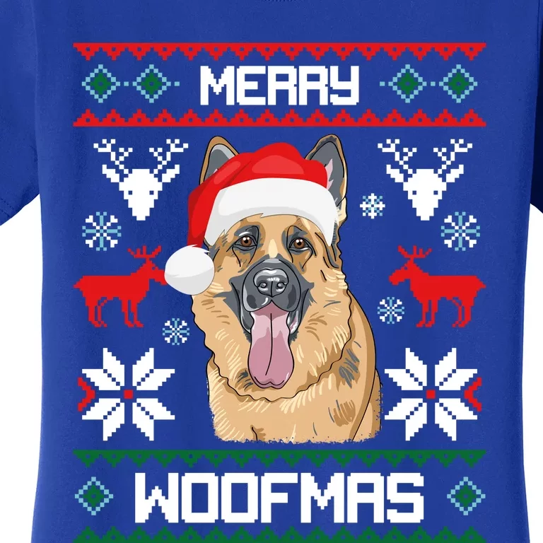 Ger Shepherd Merry Woofmas Gift Christmas Dog Gift Women's T-Shirt