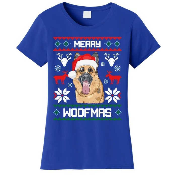 Ger Shepherd Merry Woofmas Gift Christmas Dog Gift Women's T-Shirt