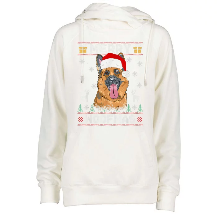 Ger Shepherd Merry Woofmas Cool Gift Christmas Dog Gift Womens Funnel Neck Pullover Hood