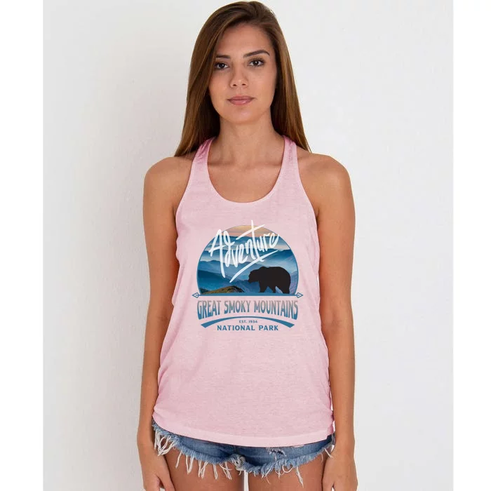 Great Smoky Mountains National Park Adventure Bear Souvenir Gift Women's Knotted Racerback Tank