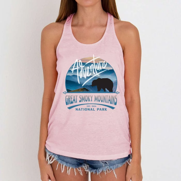 Great Smoky Mountains National Park Adventure Bear Souvenir Gift Women's Knotted Racerback Tank