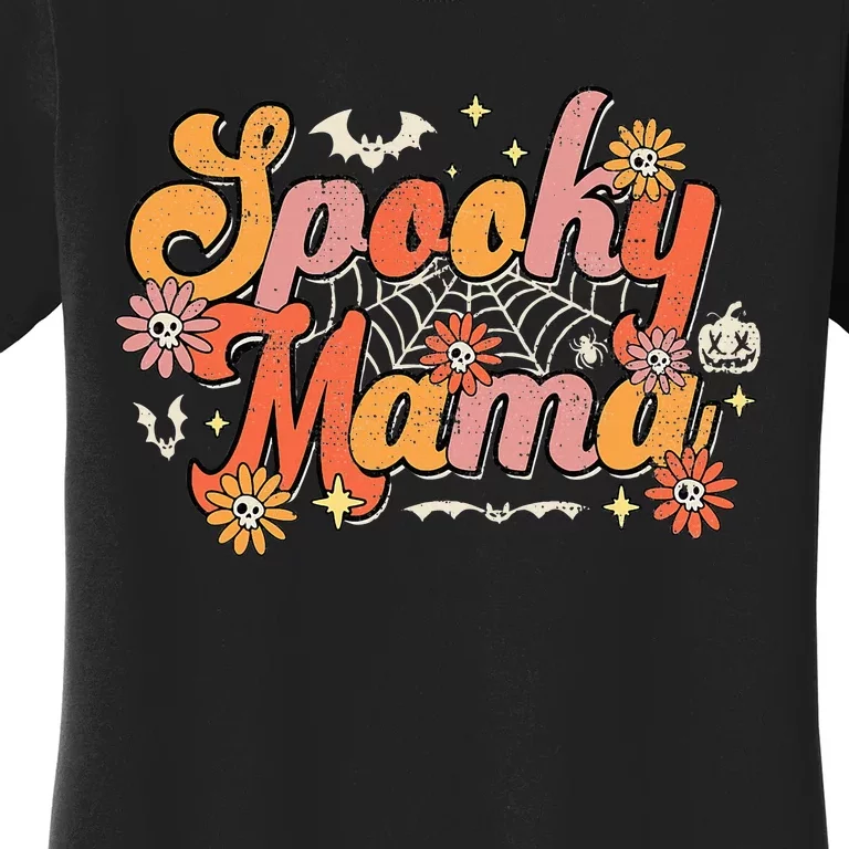 Groovy Spooky Mama Retro Halloween Ghost Witchy Spooky Mom Women's T-Shirt