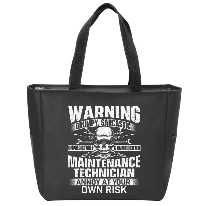 Grumpy Sarcastic Maintenance Technician Repairman Handyman Zip Tote Bag