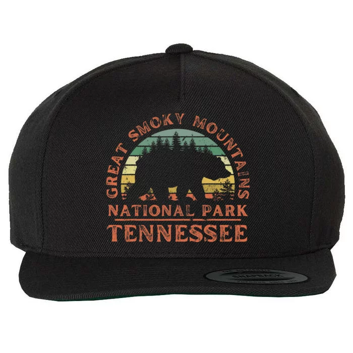 Great Smoky Mountains National Park Tennessee Bear Hiking Wool Snapback Cap