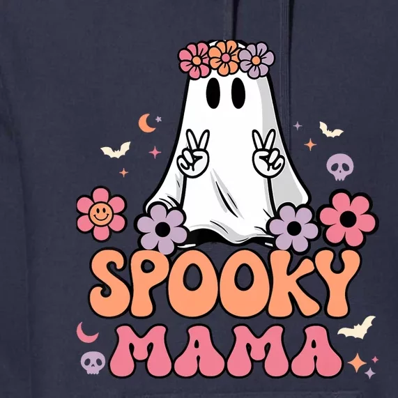 Groovy Spooky Mama Floral Ghost Halloween Spooky Mom Wo Premium Hoodie