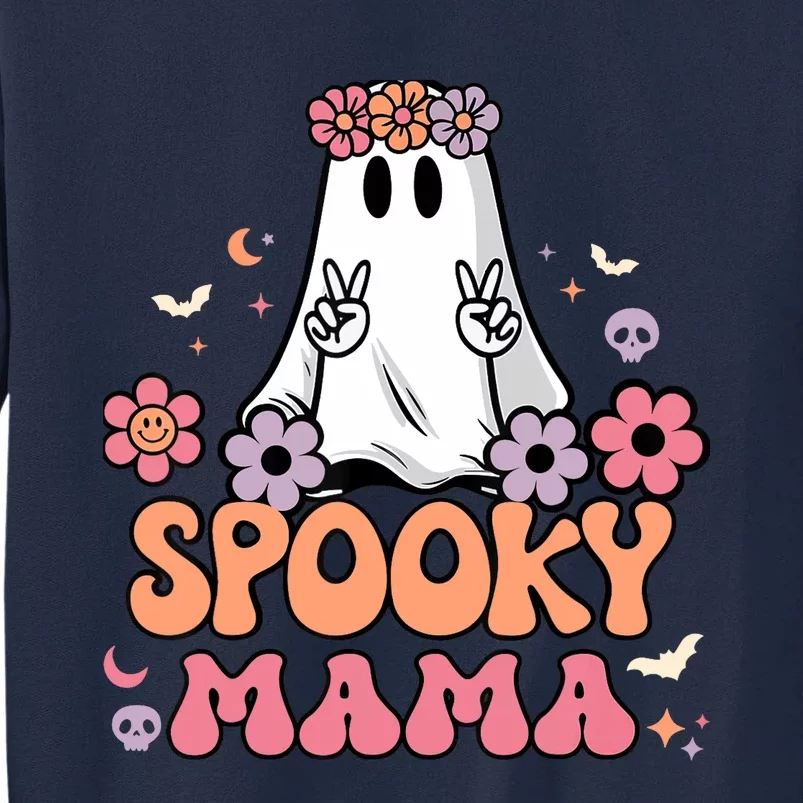 Groovy Spooky Mama Floral Ghost Halloween Spooky Mom Wo Tall Sweatshirt