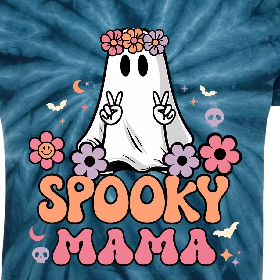 Groovy Spooky Mama Floral Ghost Halloween Spooky Mom Wo Kids Tie-Dye T-Shirt