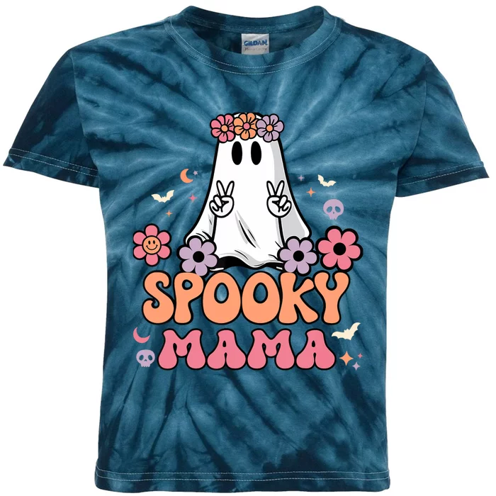 Groovy Spooky Mama Floral Ghost Halloween Spooky Mom Wo Kids Tie-Dye T-Shirt