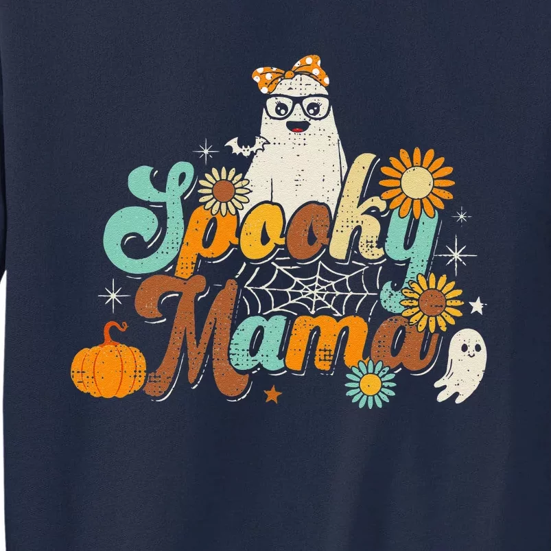 Groovy Spooky Mama Ghost Boo Halloween Costume Retro Hippie Tall Sweatshirt