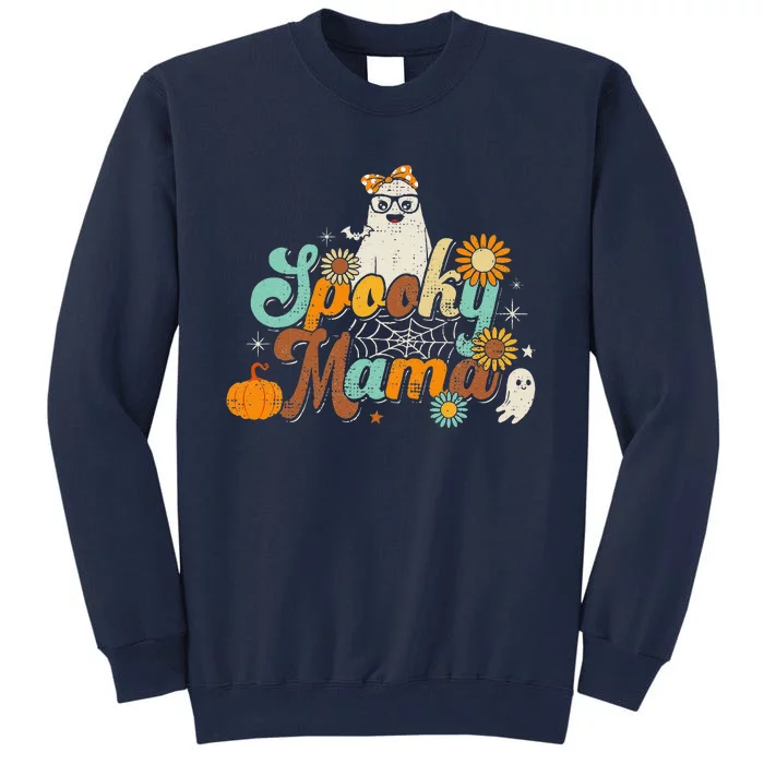 Groovy Spooky Mama Ghost Boo Halloween Costume Retro Hippie Tall Sweatshirt