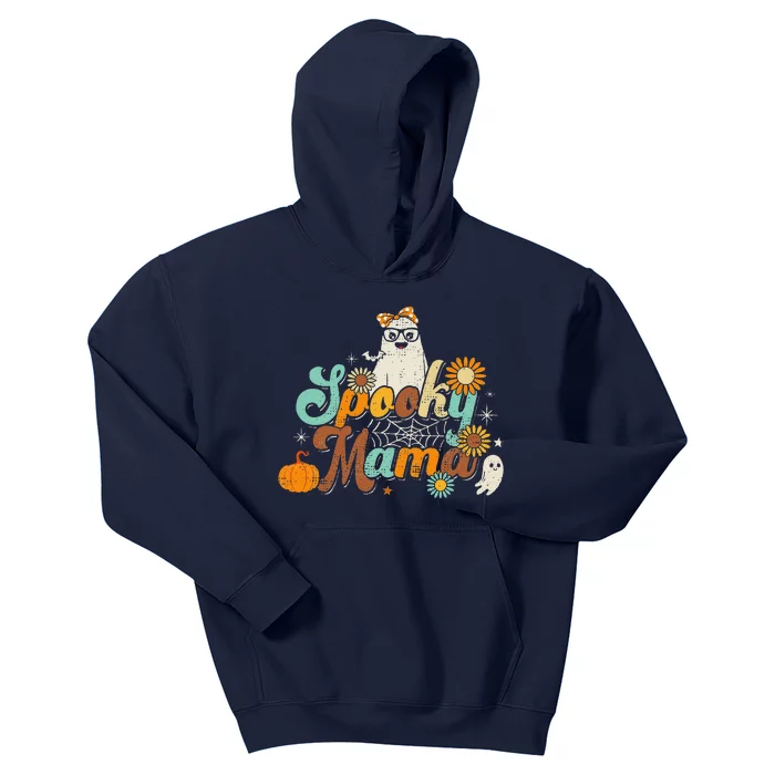 Groovy Spooky Mama Ghost Boo Halloween Costume Retro Hippie Kids Hoodie