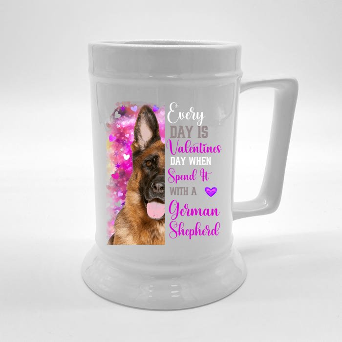 Ger Shepherd Mom Funny Valentines Day Dog Lovers Gift Front & Back Beer Stein