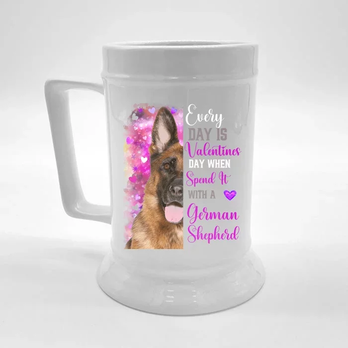 Ger Shepherd Mom Funny Valentines Day Dog Lovers Gift Front & Back Beer Stein