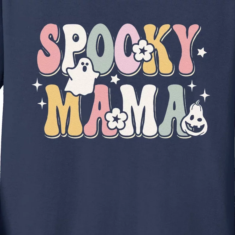 Groovy Spooky Mama Halloween Witchy Mama Witch Mom Spooky Kids Long Sleeve Shirt