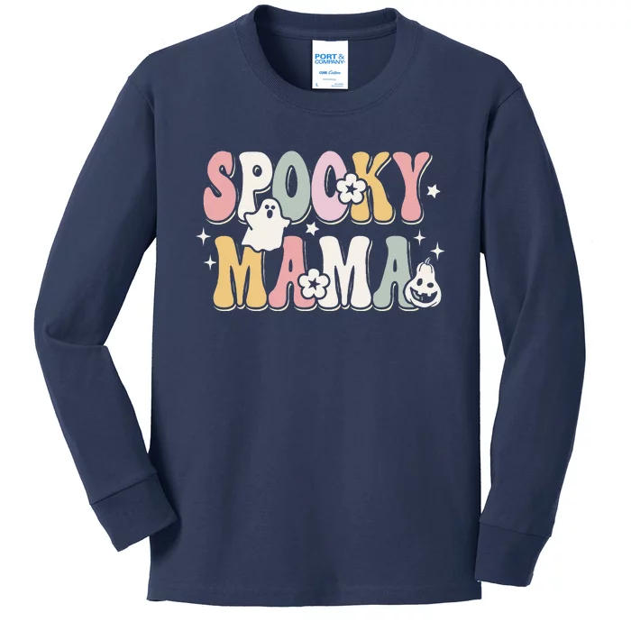 Groovy Spooky Mama Halloween Witchy Mama Witch Mom Spooky Kids Long Sleeve Shirt