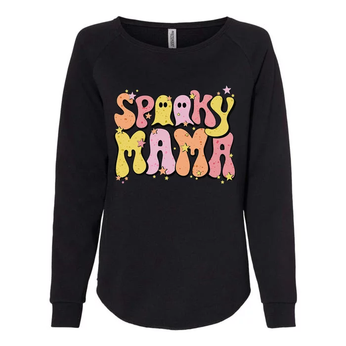 Groovy Spooky Mama Retro Halloween Ghost Witchy Spooky Mom Cute Womens California Wash Sweatshirt