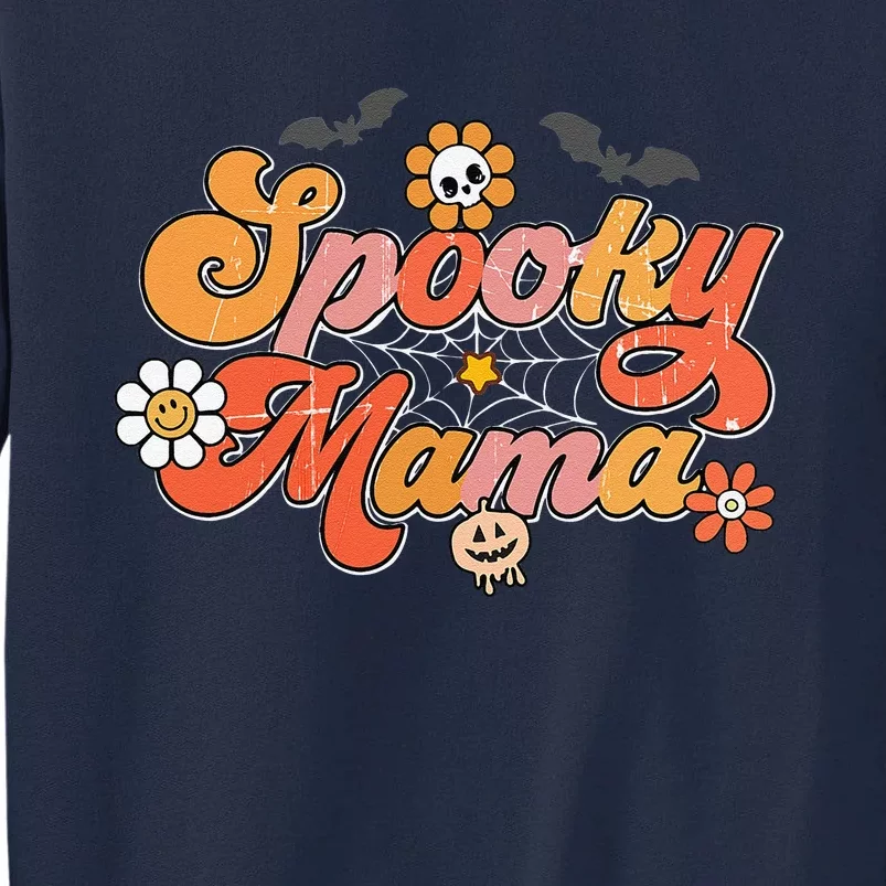 Groovy Spooky Mama Retro Halloween Ghost Witchy Spooky Mom Funny Tall Sweatshirt