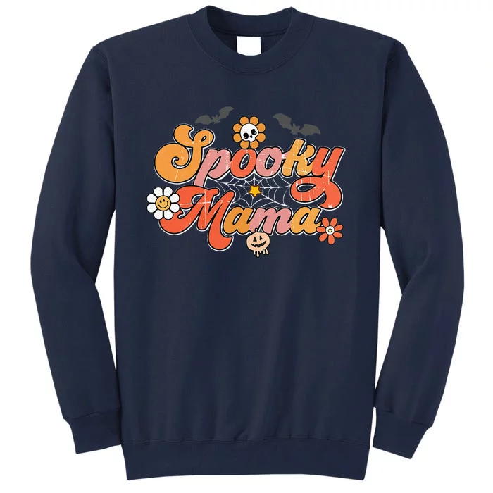 Groovy Spooky Mama Retro Halloween Ghost Witchy Spooky Mom Funny Tall Sweatshirt