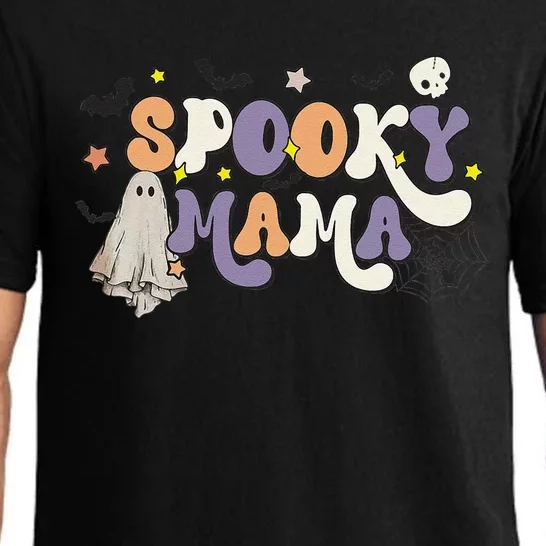 Groovy Spooky Mama Retro Halloween Ghost Witchy Spooky Mom Love Pajama Set