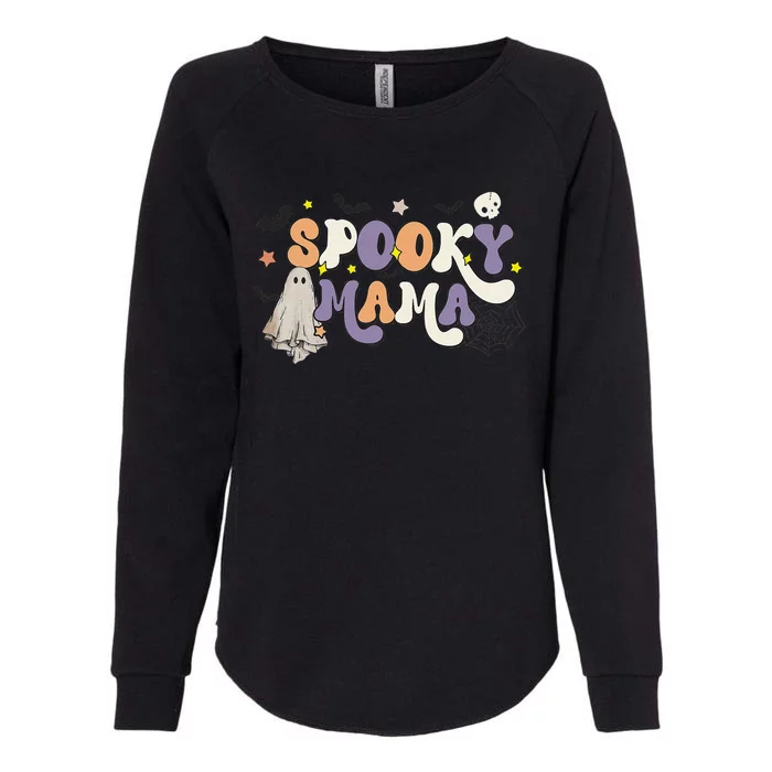 Groovy Spooky Mama Retro Halloween Ghost Witchy Spooky Mom Love Womens California Wash Sweatshirt