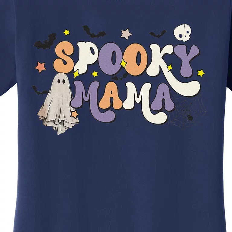 Groovy Spooky Mama Retro Halloween Ghost Witchy Spooky Mom Love Women's T-Shirt