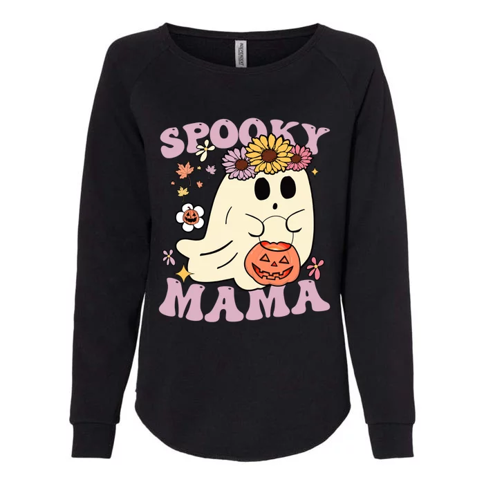 Groovy Spooky Mama Vibes Halloween Hippi Ghost Spooky Season Gift Womens California Wash Sweatshirt