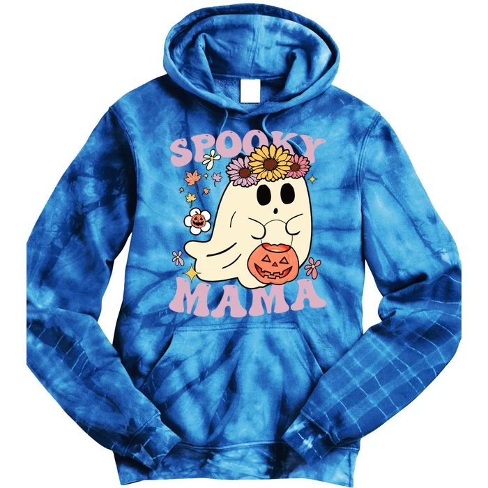 Groovy Spooky Mama Vibes Halloween Hippi Ghost Spooky Season Gift Tie Dye Hoodie