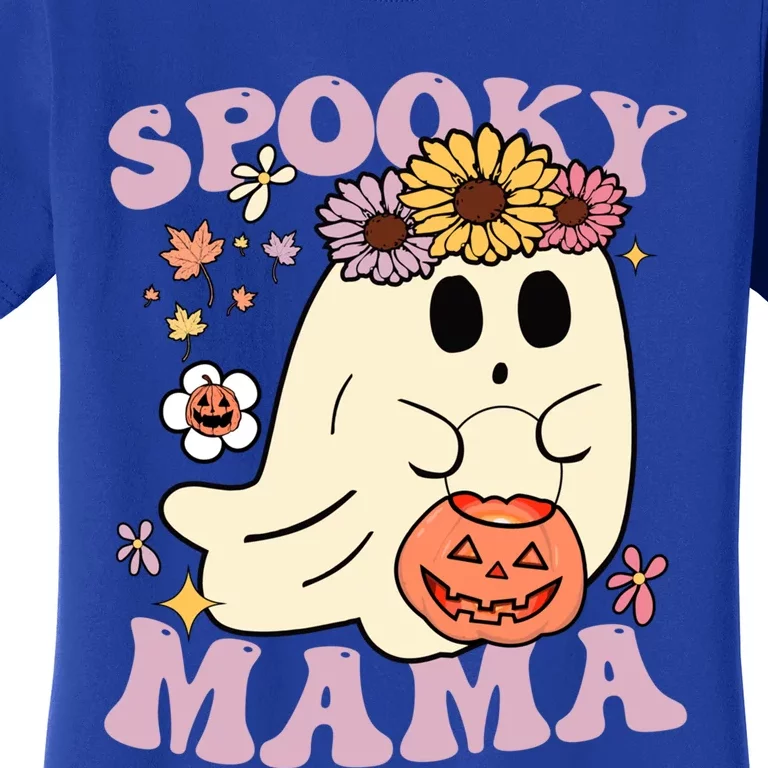 Groovy Spooky Mama Vibes Halloween Hippi Ghost Spooky Season Gift Women's T-Shirt