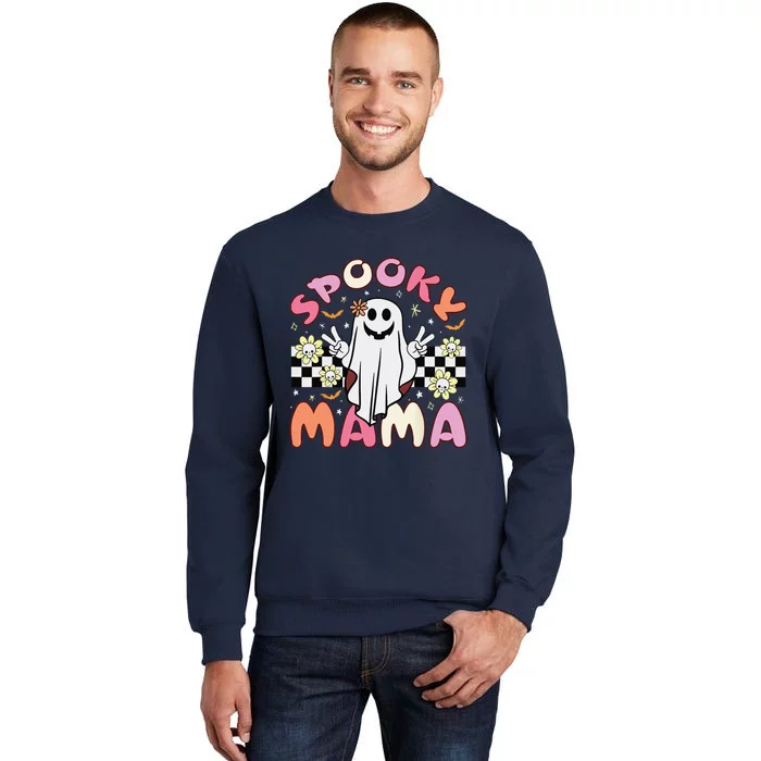 Groovy Spooky Mama Retro Halloween Ghost Witchy Spooky Mom Tall Sweatshirt