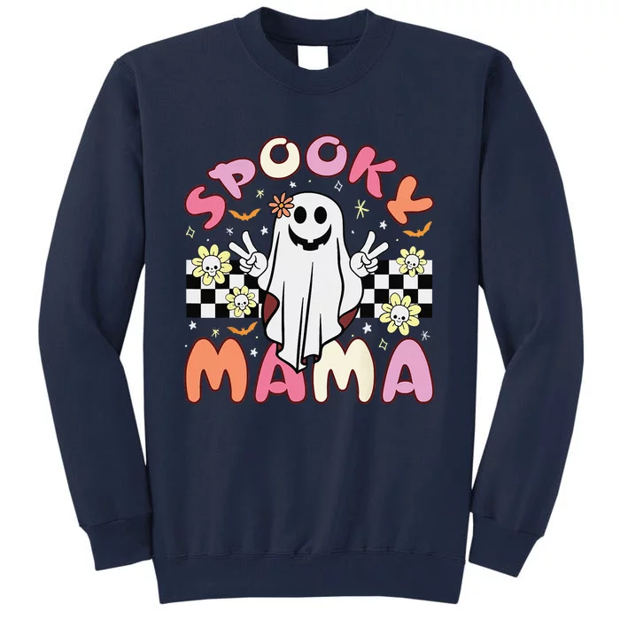 Groovy Spooky Mama Retro Halloween Ghost Witchy Spooky Mom Tall Sweatshirt