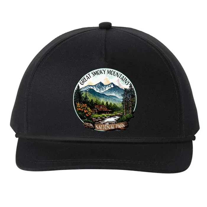 Great Smoky Mountains National Park Vintage Scene Souvenir Snapback Five-Panel Rope Hat