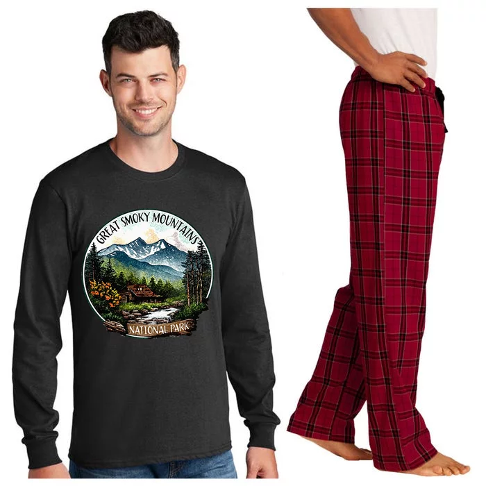 Great Smoky Mountains National Park Vintage Scene Souvenir Long Sleeve Pajama Set