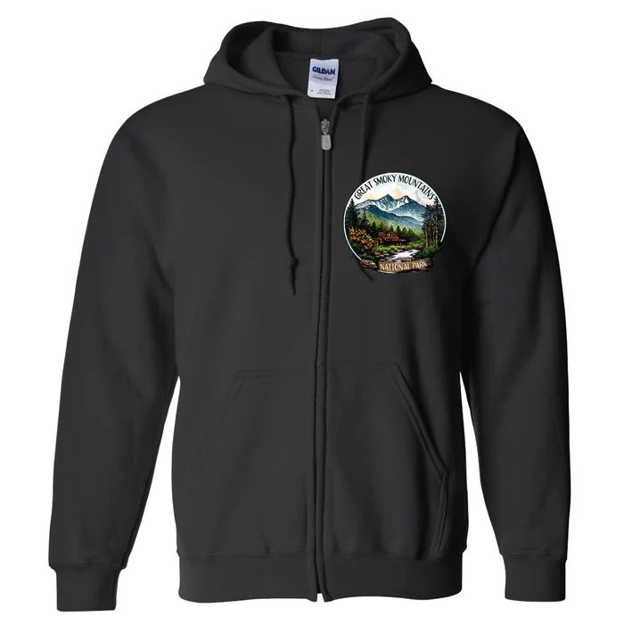 Great Smoky Mountains National Park Vintage Scene Souvenir Full Zip Hoodie