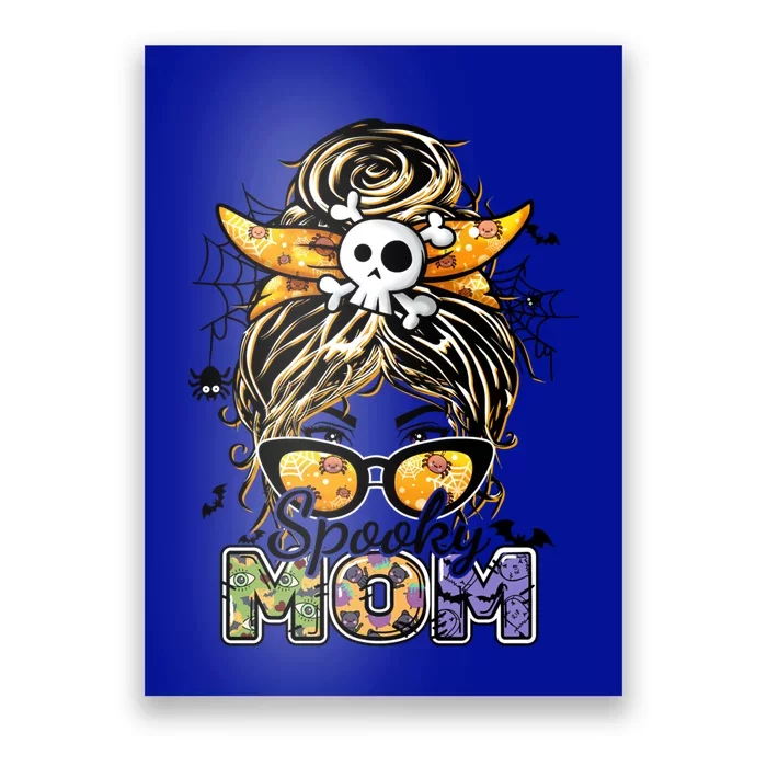 Groovy Spooky Mom Messy Bun Witch Mom Halloween Cool Gift Poster