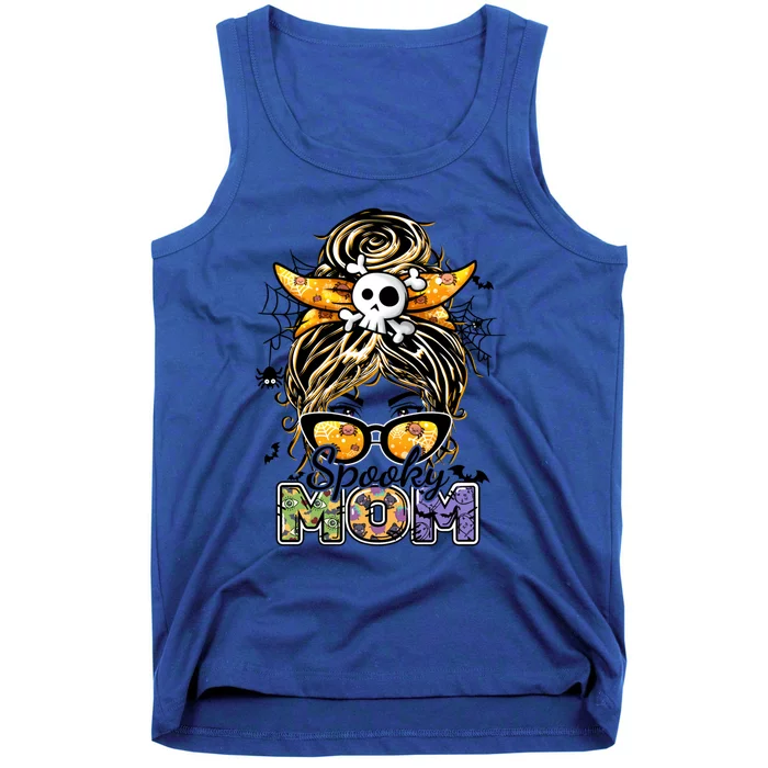 Groovy Spooky Mom Messy Bun Witch Mom Halloween Cool Gift Tank Top