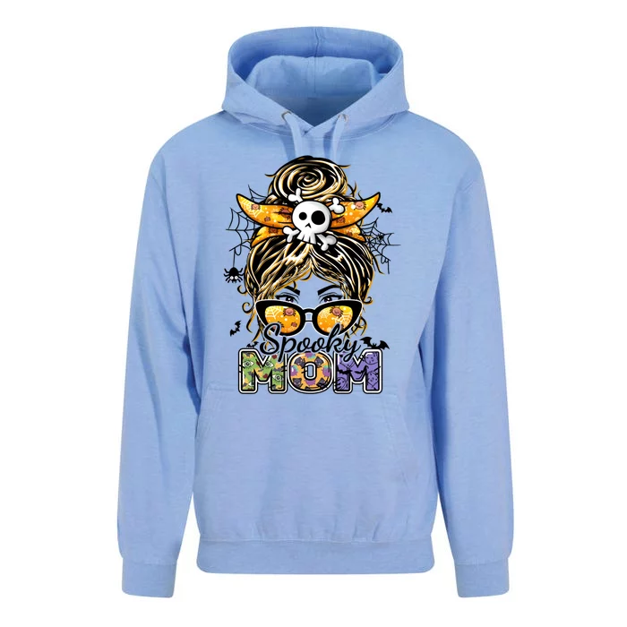 Groovy Spooky Mom Messy Bun Witch Mom Halloween Cool Gift Unisex Surf Hoodie