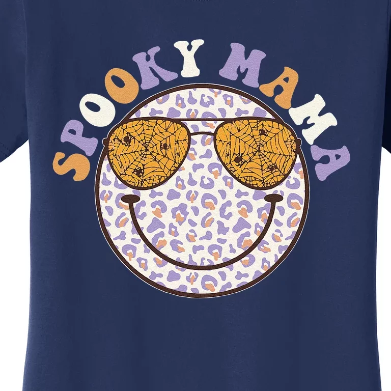 Groovy Spooky Mama Retro Smile Face Halloween Costume Women's T-Shirt