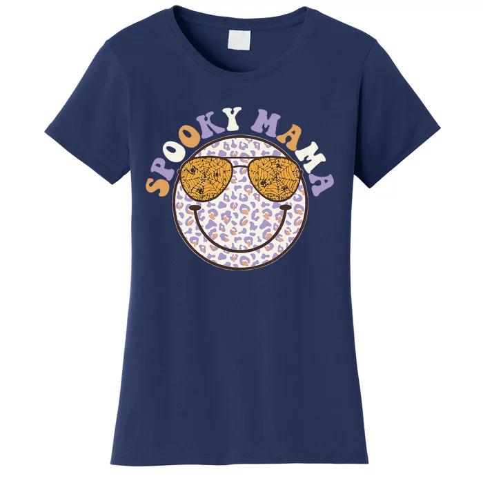 Groovy Spooky Mama Retro Smile Face Halloween Costume Women's T-Shirt