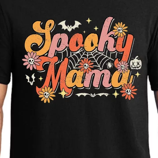 Groovy Spooky Mama Retro Halloween Ghost Witchy Spooky Mom Pajama Set