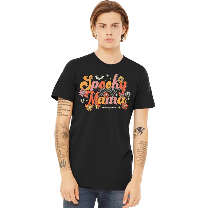 Groovy Spooky Mama Retro Halloween Ghost Witchy Spooky Mom Premium T-Shirt