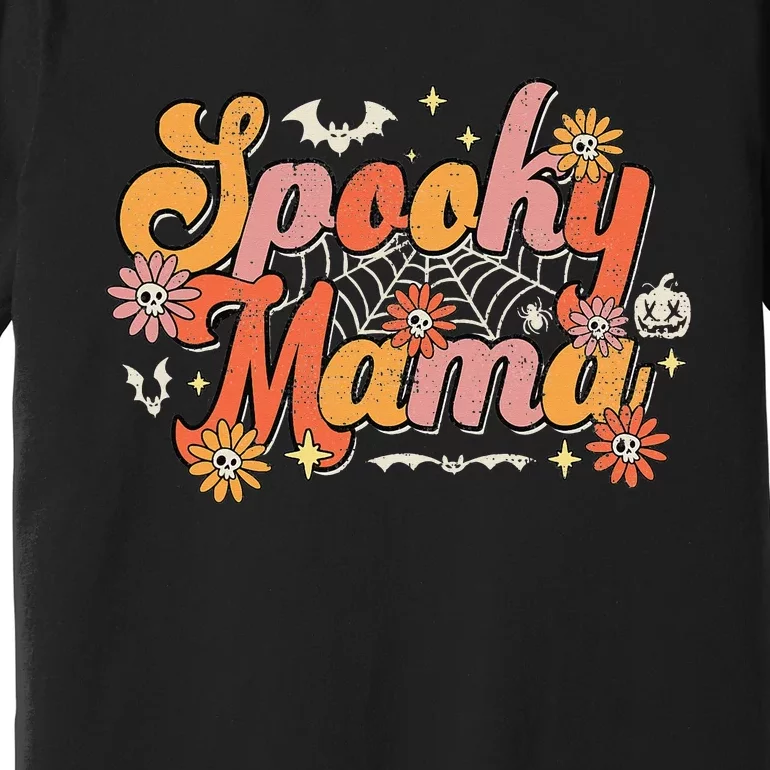 Groovy Spooky Mama Retro Halloween Ghost Witchy Spooky Mom Premium T-Shirt