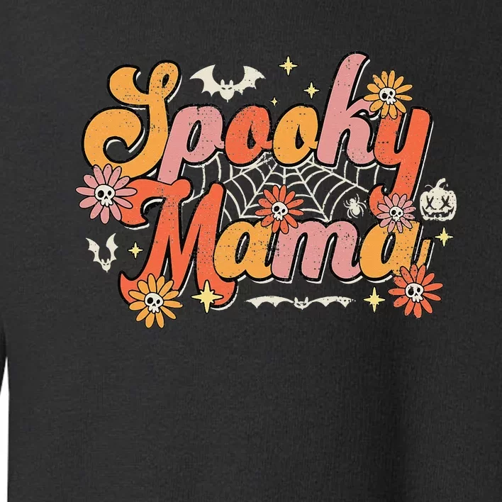 Groovy Spooky Mama Retro Halloween Ghost Witchy Spooky Mom Toddler Sweatshirt