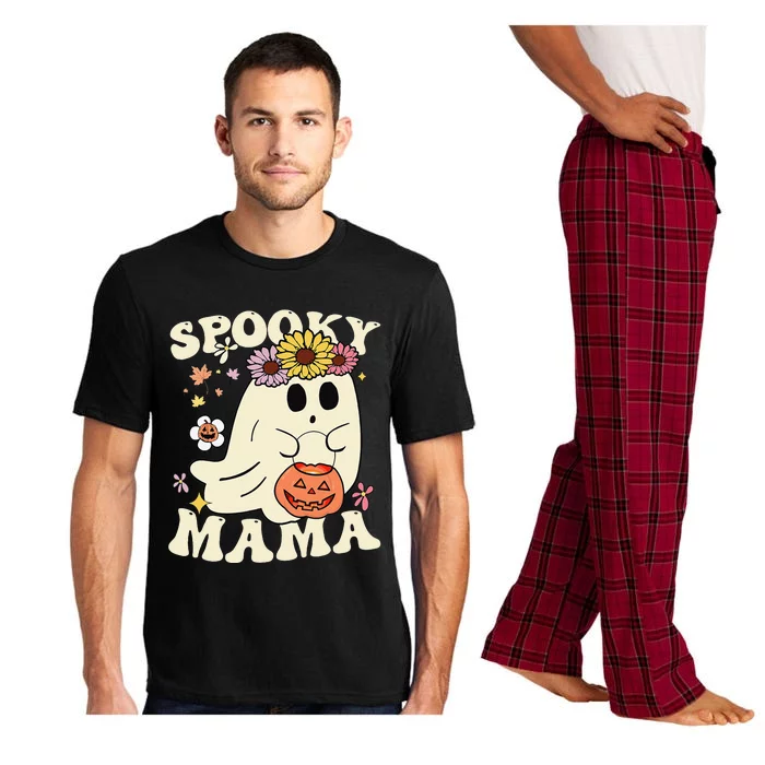 Groovy Spooky Mama Vibe Halloween Floral Ghost Spooky Season Pajama Set